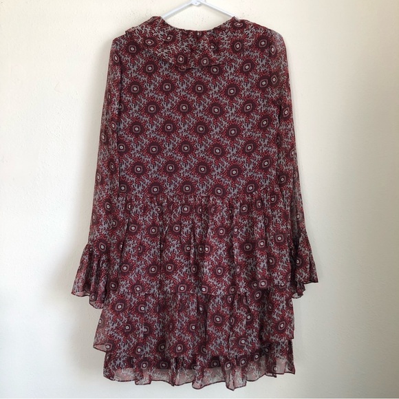 100% Silk Cinq á Sept Jasmine Floral Ruffle Fringe Dress - Picture 6 of 14